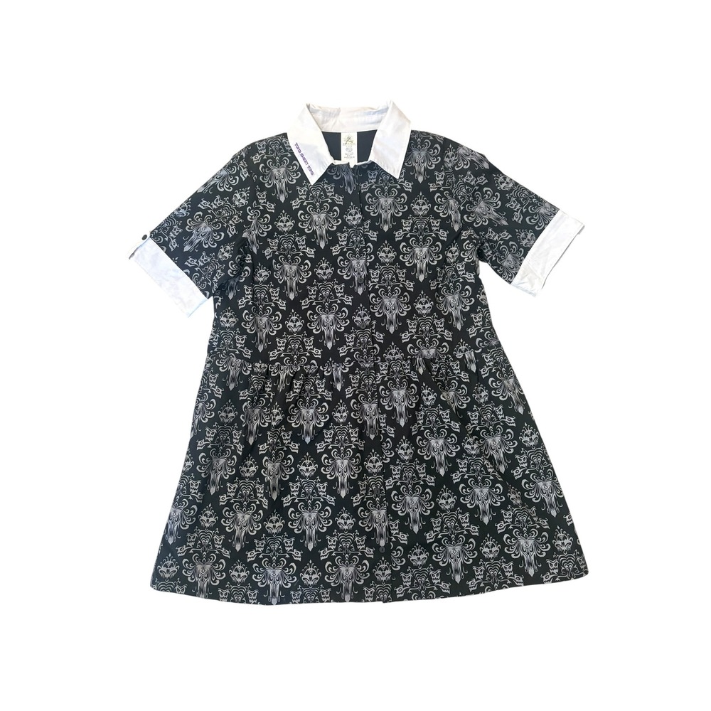 Disney Parks Haunted Mansion Glow in the Dark Wallpaper Print Shirt Dress XL - Picture 2 of 11